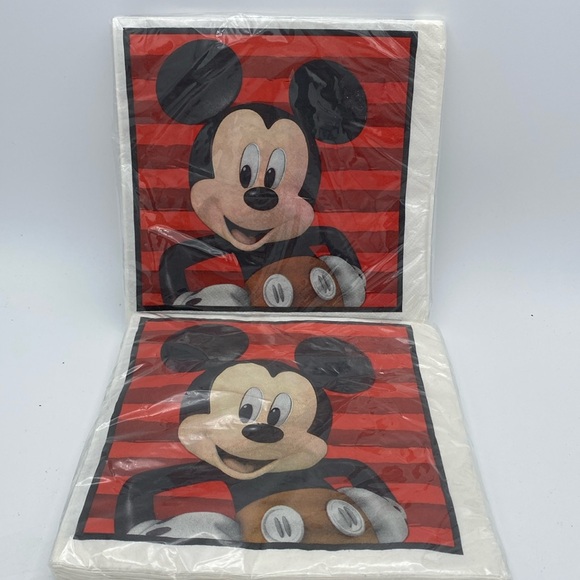 VTG set of 2 Disney Mickey Mouse party luncheon napkins 16 per pack 2 ply - Picture 1 of 6